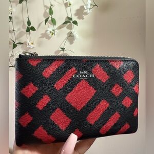 Coach plaid corner zip wristlet NWT